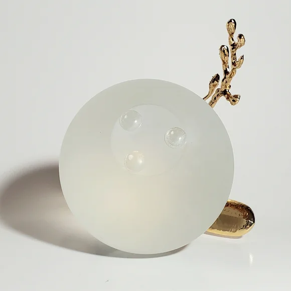 Modern Minimalist Art Glass Sculpture with Gold Tone Bird  & Quartz Gemstones - Picture 6 of 11